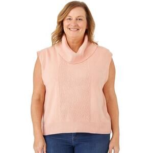 Worthington Women's Sleeveless Cowl Neck Sweater - Soft Pink Sand, Size 0X